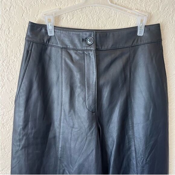Jason Wu Straight-Leg Lamb Leather Black Pants Size 4 - Picture 3 of 10